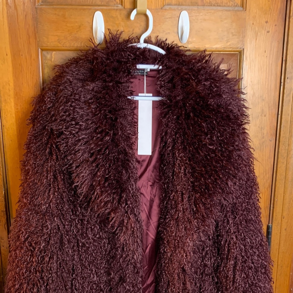 Naked Wardrobe dark plum Faux Fur plush long coat small new with tags - Picture 2 of 7